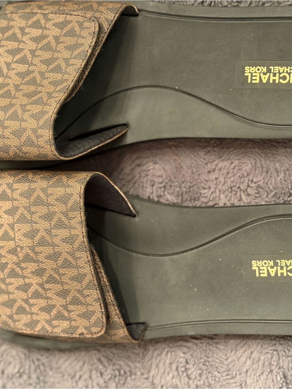 Michael Kors Brown and Black Logo Slide Sandals